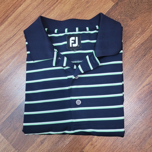 FootJoy Other - FJ FootJoy Golf Polo Shirt Mens Large Navy Blue Green Striped Athletic
